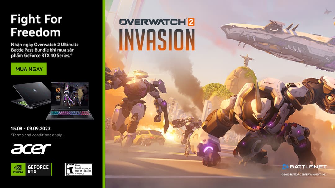 Mua Laptop ACER tặng OVERWATCH 2 ULTIMATE BATTLE PASS BUNDLE