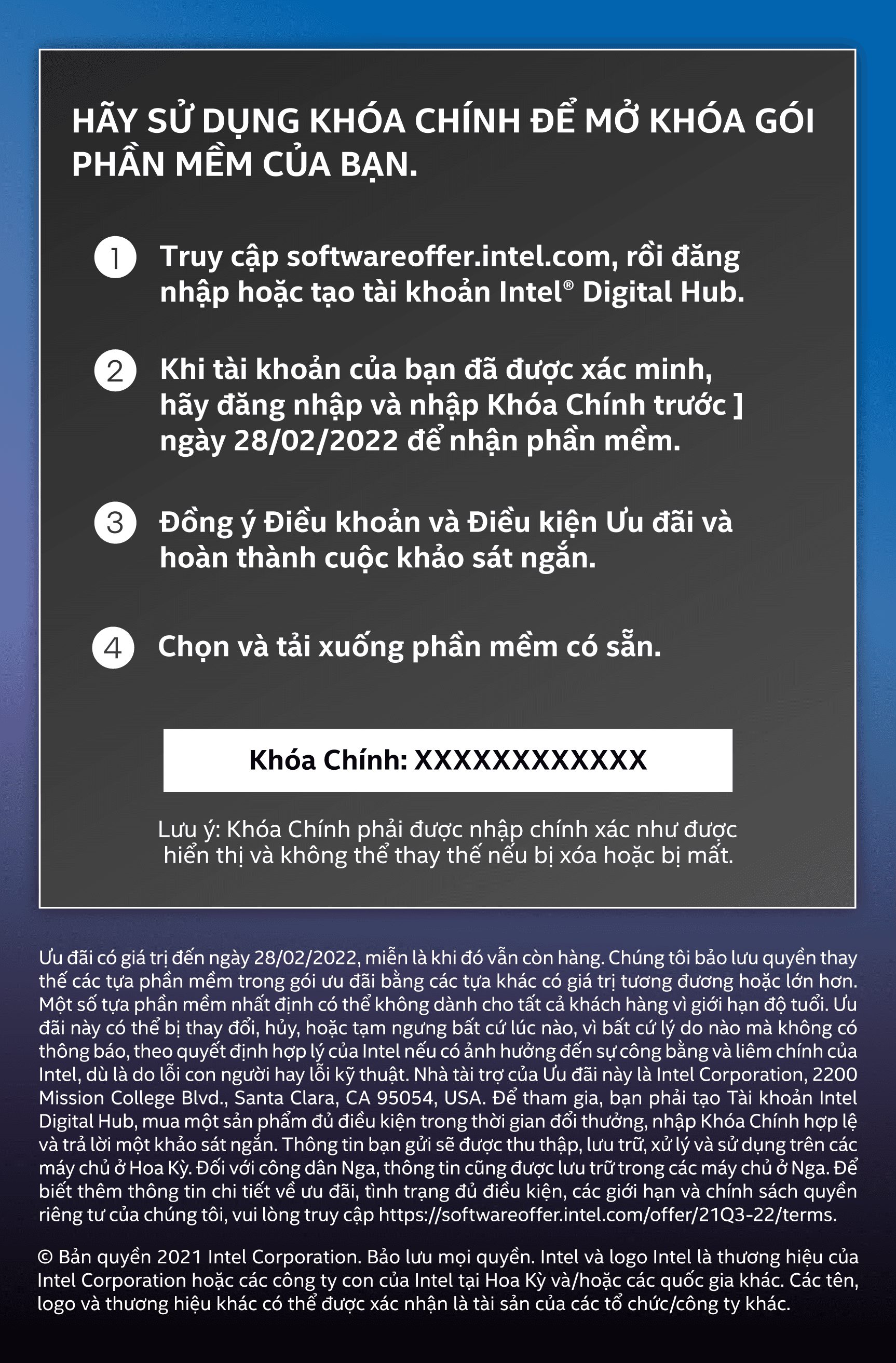 nhận code phần mềm từ intel trị giá 95$