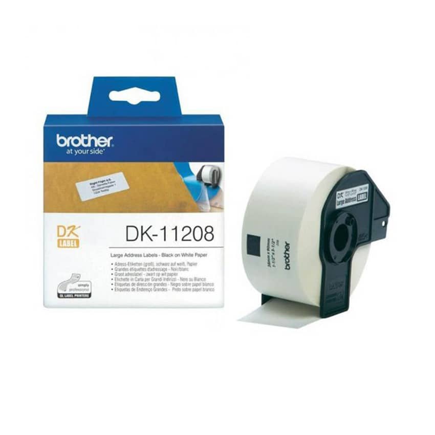 Giấy in nhãn Brother DK11208, 38mm x 90mm , Chữ Đen Nền Trắng 1