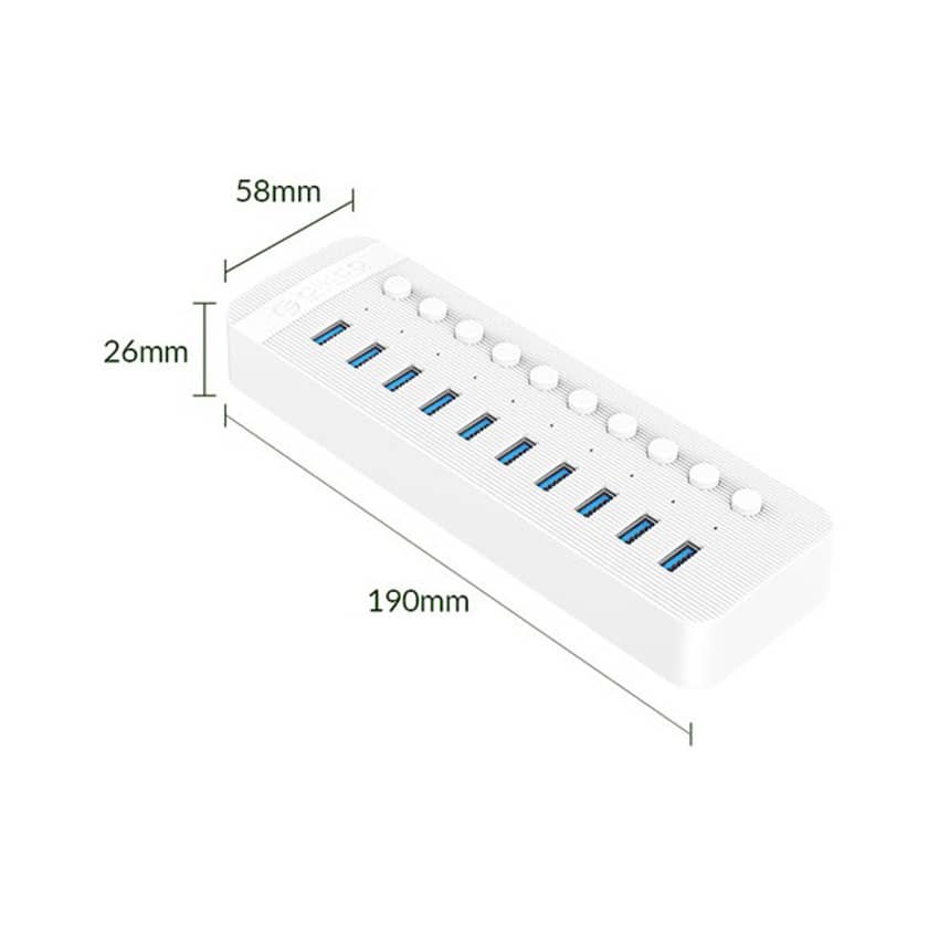 Bộ Chia USB Orico CT2U3-10AB-WH Từ 1 Ra 10 Cổng USB 3.0