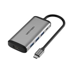 Giắc chuyển đổi từ TypeC sang TypeC + HDMI 4K + 3 cổng USB 3.0 Vention CNBHB