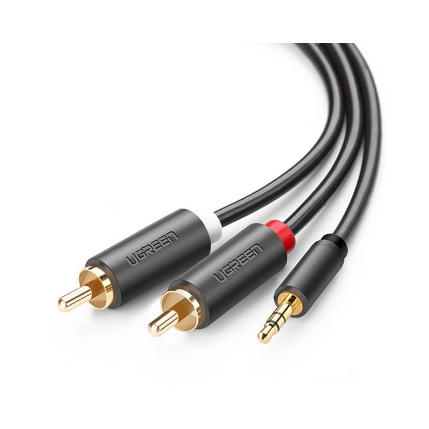 Cáp Audio 10m Ugreen 10514 từ 1 giắc 3.5mm 1 đực sang 2RCA đực