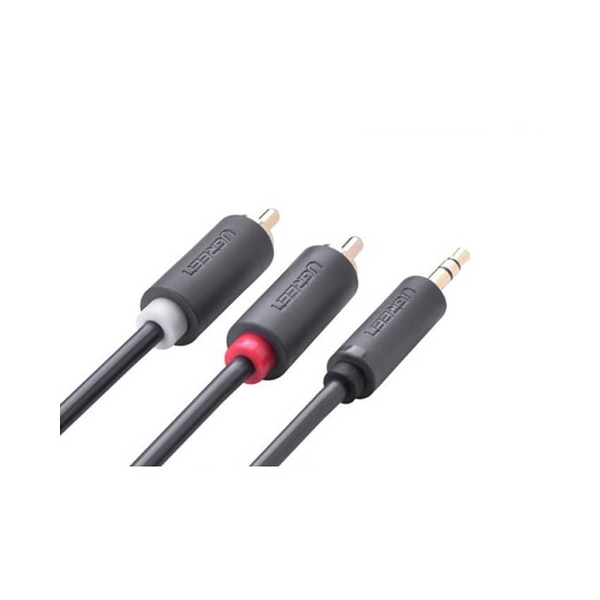 Cáp Audio 10m Ugreen 10514 từ 1 giắc 3.5mm 1 đực sang 2RCA đực 2