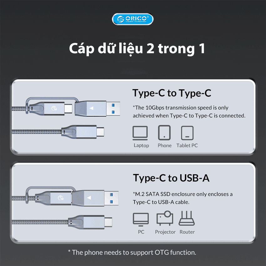 Hộp đựng ổ cứng SSD M2 Sata ORICO MM2C3-G2-GR-BP