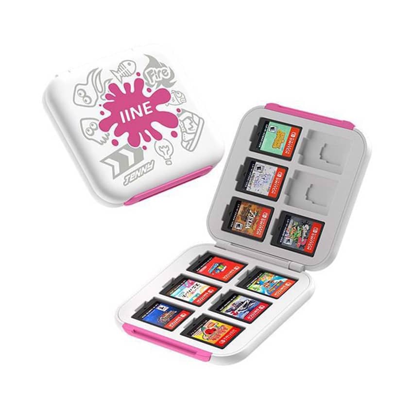 Hộp đựng thẻ game cho Nintendo Switch IINE 12 ngăn, nắp từ tính - Splatoon Pink