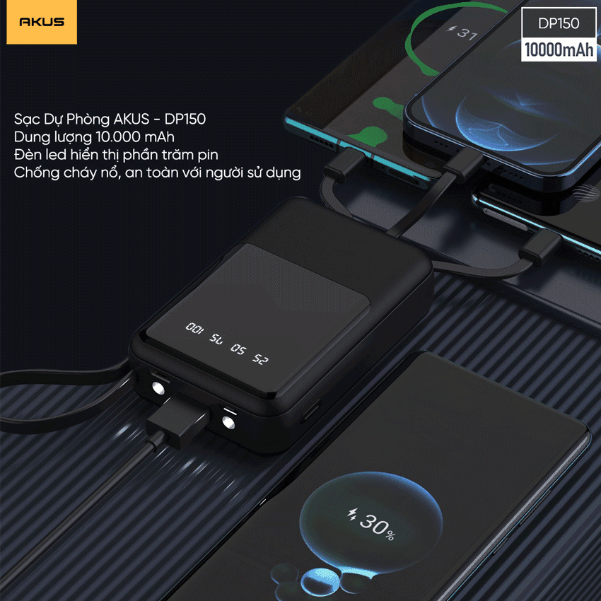 Pin sạc dự phòng AKUS DP150 - 10.000 mAh