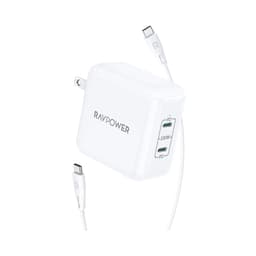 Củ sạc nhanh RavPower PD Pioneer RP-PC151 (Phiên bản kèm dây C to C) - PD 100W - 02 cổng Type C - Màu trắng