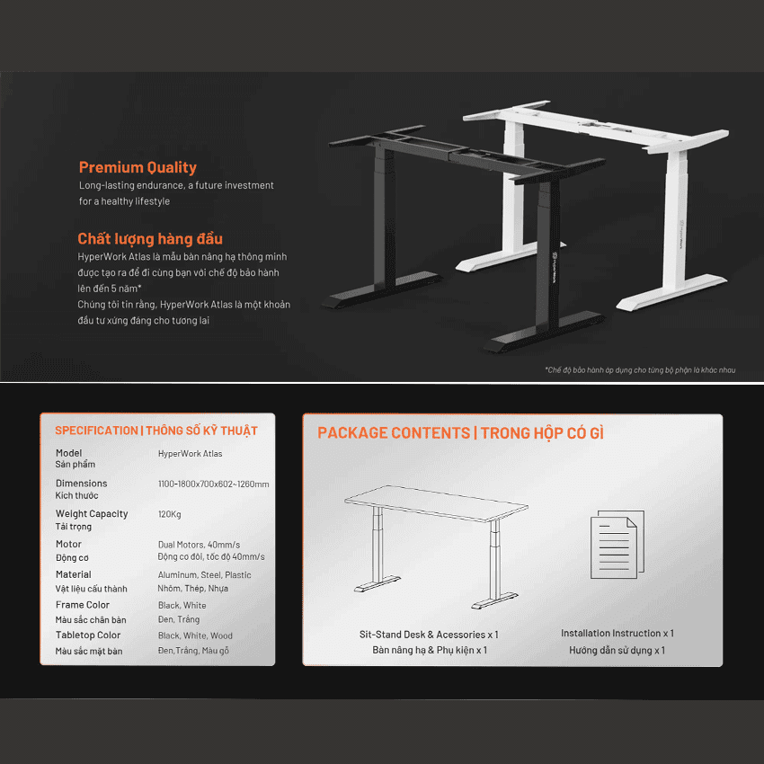 Bàn nâng hạ HyperWork Atlas