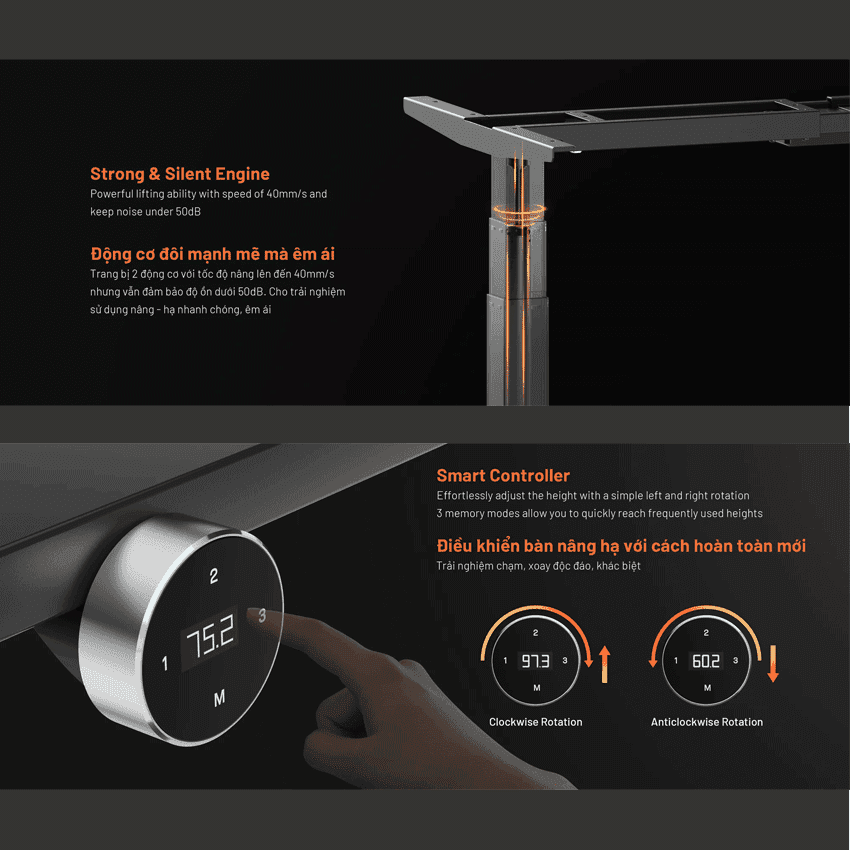 Bàn nâng hạ HyperWork Atlas