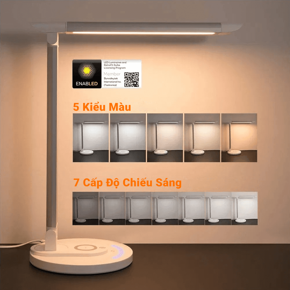 Đèn bàn học chống cận kiêm sạc không dây TaoTronics TT-DL036 - Màu trắng