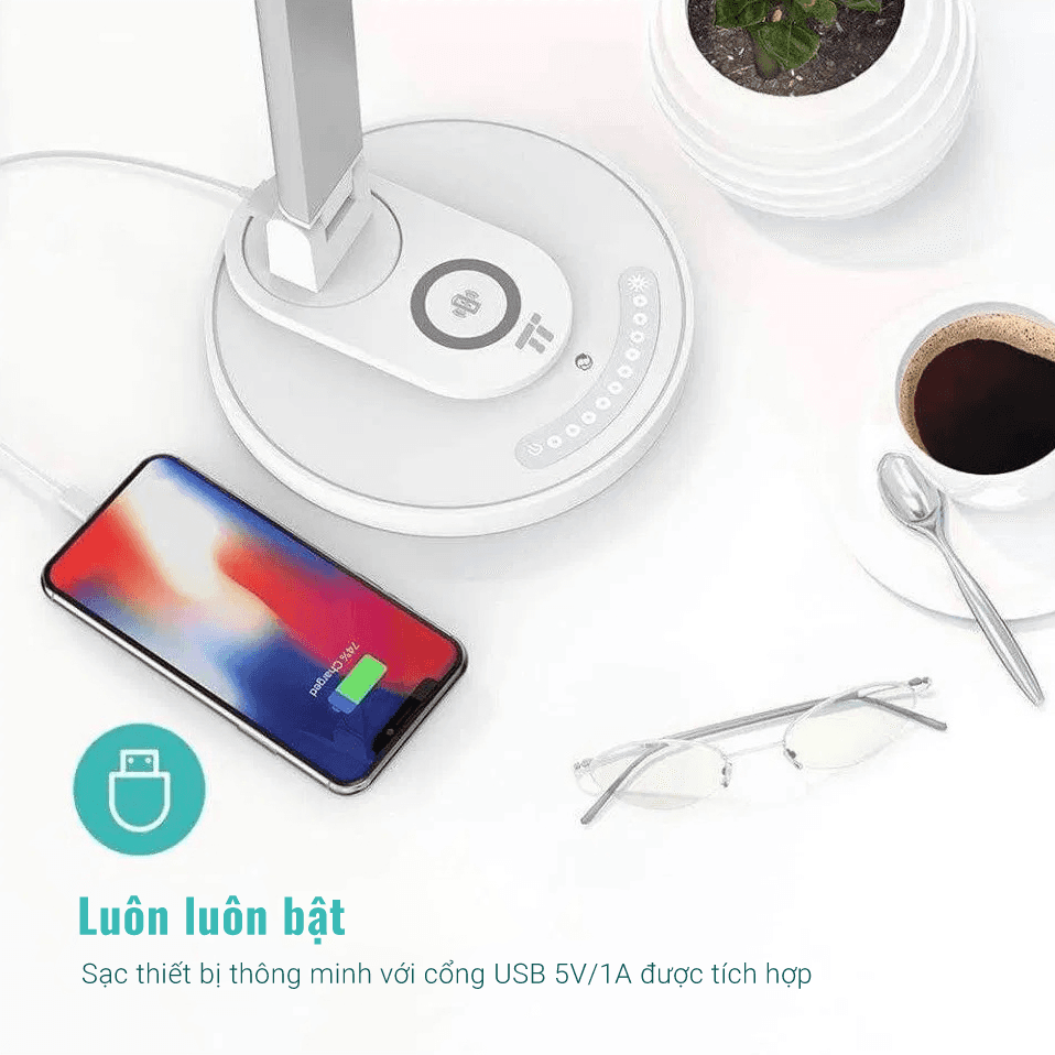 Đèn bàn học chống cận kiêm sạc không dây TaoTronics TT-DL036 - Màu trắng