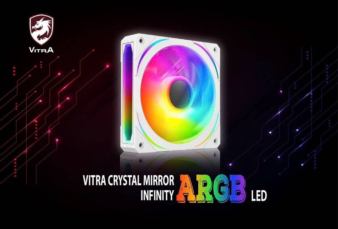 Fan Vitra Crystal Mirror Infinity ARGB White (Màu Trắng/Led vô cực/ Fan nối tiếp)