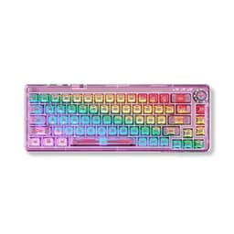 Bàn phím cơ AULA F68 3 mode Màu hồng trong suốt (TypeC + 2.4G + Bluetooth, Ice crystal switch, led RGB)