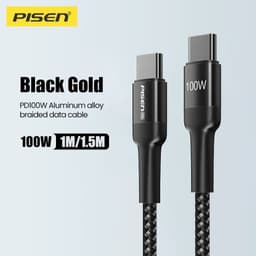 Cáp PISEN PRO - Black Gold USB-C PD100W Aluminum Alloy Braided 1.5m Cable