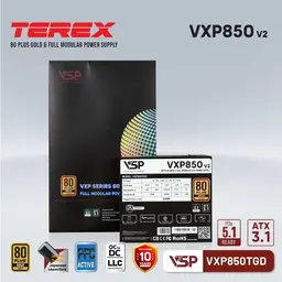 Nguồn VSP TEREX VXP850TGD v2 - 850W (80Plus Gold/ATX3.1/PCIE5.1/full modular)