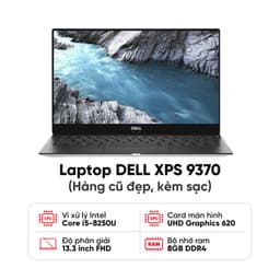 Laptop DELL XPS 9370 / I5-8250U / 8GB RAM / 256GB SSD / Màn 13.3 inch FHD / Kèm sạc - Hàng cũ đẹp