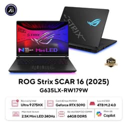 Laptop Asus Gaming ROG Strix G635LX-RW179W (U9 275HX/64GB RAM/4TB SSD/16 WQXGA 240hz/RTX 5090 24GB/Win11/Đen/Chuột/Balo)