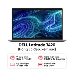 Laptop DELL Latitude 7420 / I5-1145G7 / 8GB RAM / 256GB SSD / Màn 14 inch FHD / Vỏ Carbon / Kèm sạc - Hàng cũ đẹp