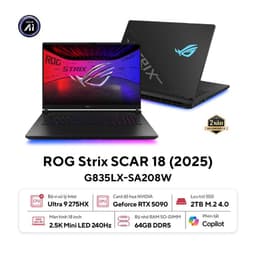 Laptop Asus Gaming ROG Strix G835LX-SA208W (U9 275HX/64GB RAM/2TB SSD/18 WQXGA 240hz/RTX 5090 24GB/Win11/Đen)