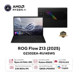 Laptop Asus Gaming ROG Flow GZ302EA-RU145WS (Ryzen AI Max +395/128GB RAM/1TB SSD/13.4 WQXGAT 180Hz/Win11+Office/Đen/Bút+Túi/Sạc)