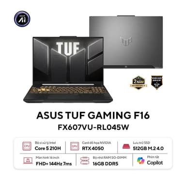 Laptop Asus Gaming TUF FX607VU-RL045W(Core 5 210H/16GB RAM/512GB SSD/16 FHD 144hz/RTX 4050 6GB/Win11/Xám)