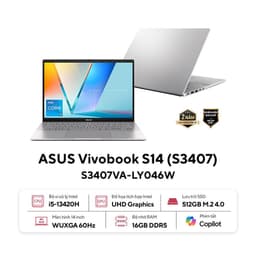 Laptop Asus VivoBook S3407VA-LY046W (i5 13420H/16GB RAM/512GB SSD/14 WUXGA/Win11/Bạc)