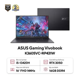 Laptop Asus Gaming Vivobook K3605VC-RP431W (i5 13420H/16GB RAM/512GB SSD/16 WUXGA/RTX3050 4GB/Win11/Đen)