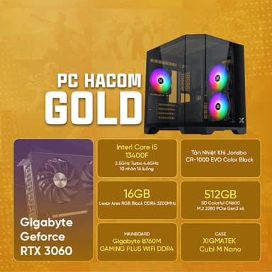 PC HACOM GOLD PRO 032 ( Intel i5 13400F / VGA RTX 3060/ Wifi )
