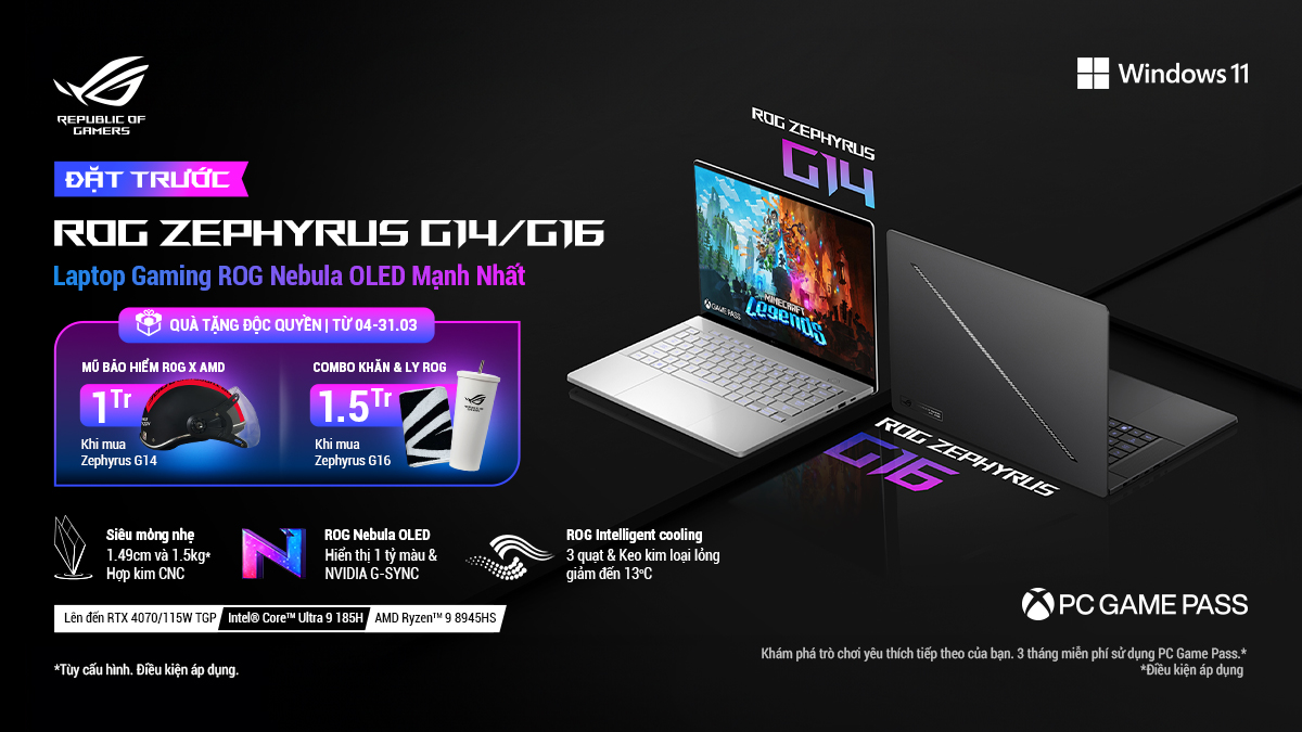 Đặt trước Laptop Gaming ROG Zephyrus G14/G16