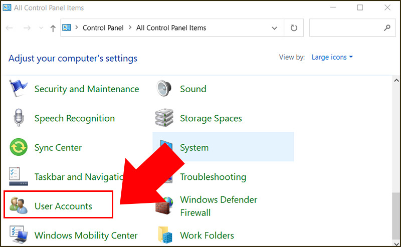Cách đổi mật khẩu máy vi tính trên Windows bằng Control Panel bước 1.2