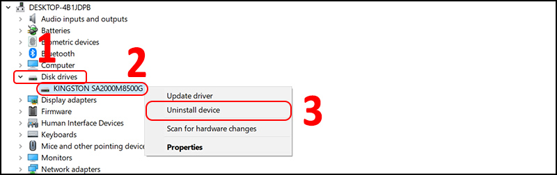 Không nhận, nhận sai hoặc lỗi Driver 1