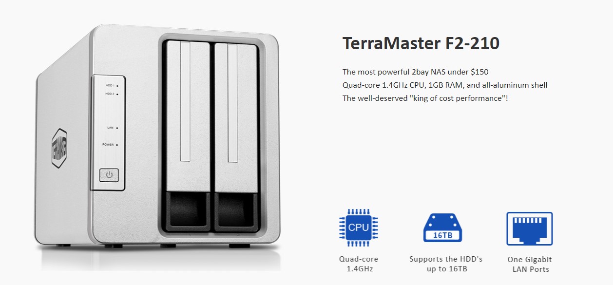 Thiết bị lưu trữ mạng TerraMaster F2-210