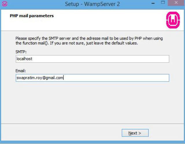 Thay đổi mail trong Wamp Server 64 bit