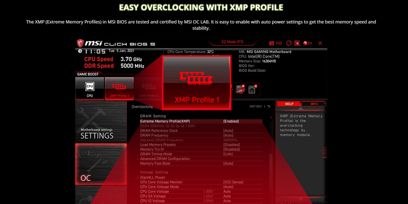 XMP Cho RAM, tối đa lên đến 5000 Mhz (O.C)