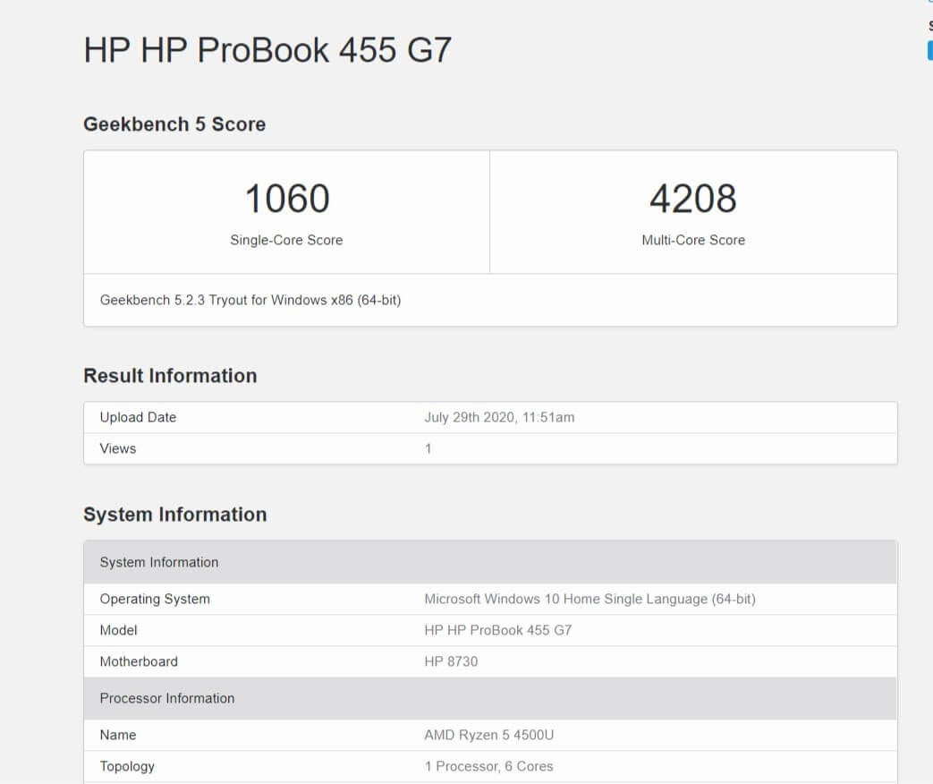HP ProBook 455 G7 1A1B0PA, Laptop HP ProBook 455 G7 1A1B0PA